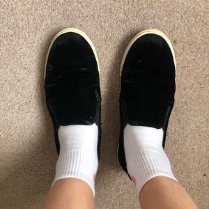 Steve Madden black velvet slip on sneakers